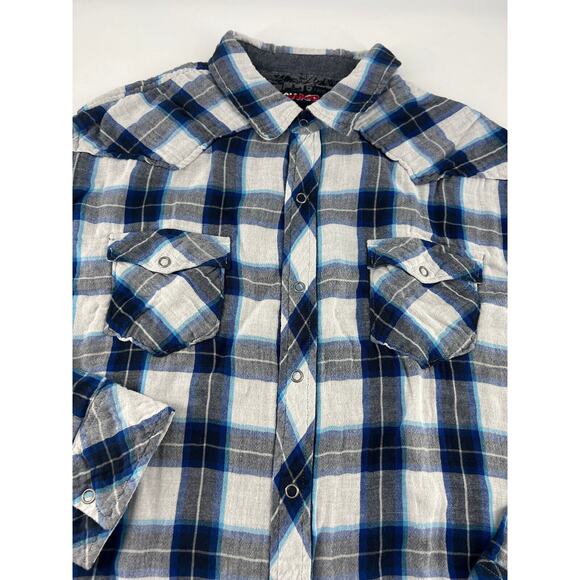 Tony Hawk Shirt Mens Extra Large Blue Black Gray Plaid 100% Cotton Button Casual - Picture 5 of 8